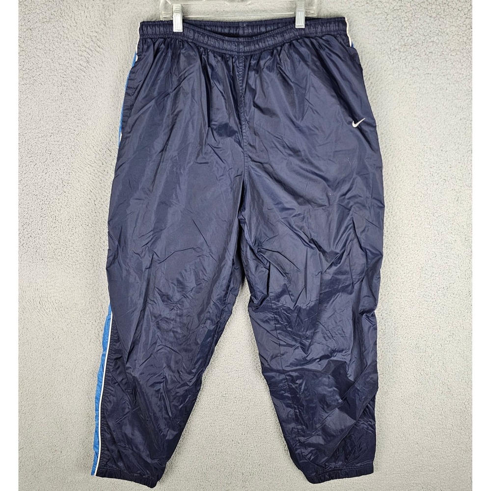 Nike Track Pants Men XXL Navy Blue H8 SFD Nylon Jersey Lined 90s Vintage Leg Zip